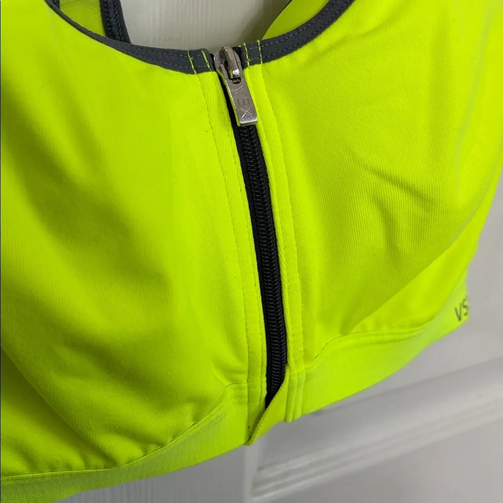 VSX SPORT Victoria’s Secret Reacerback zip front sports bra neon yellow size 36B